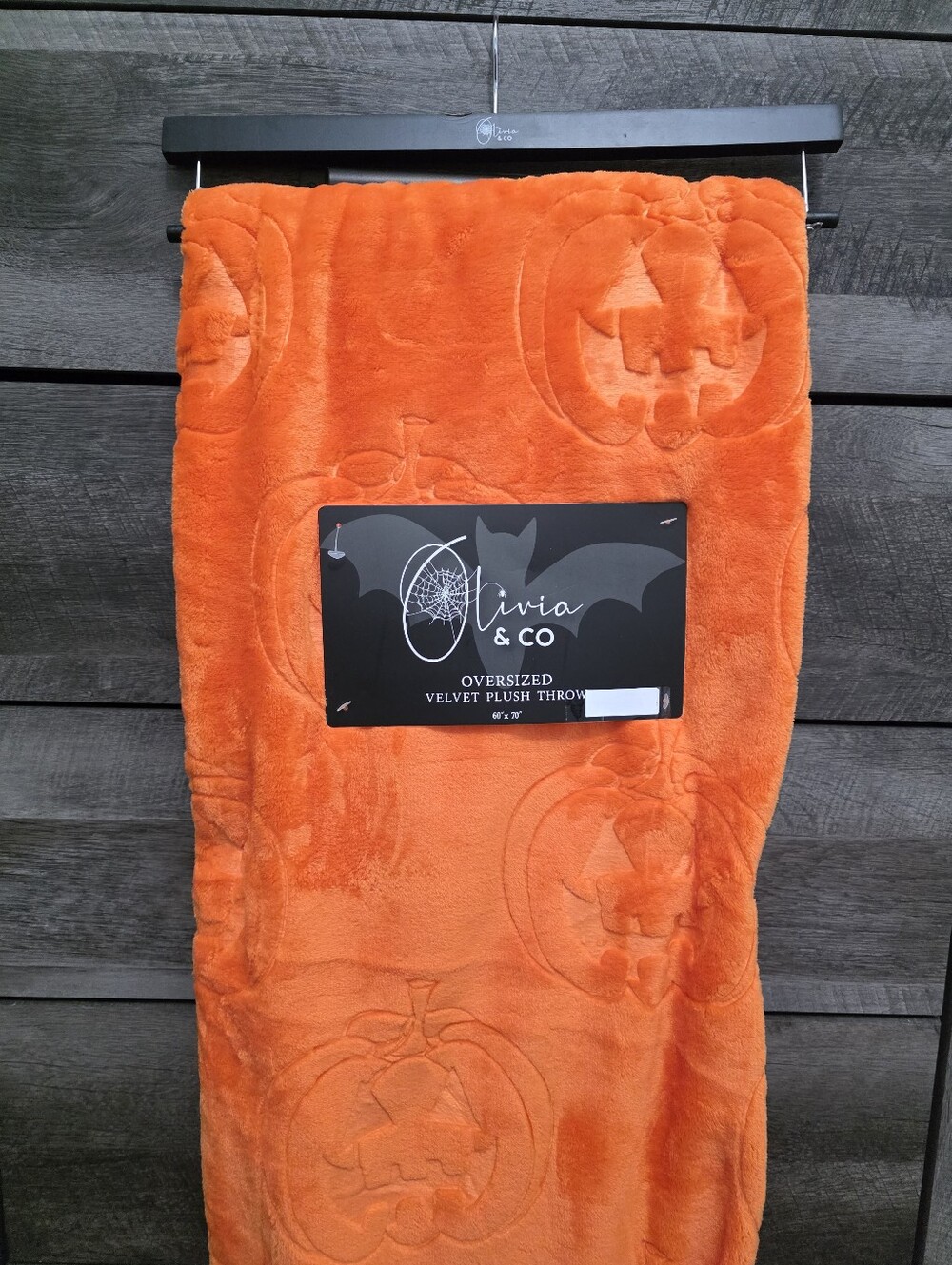 Olivia & Co Fall Pumpkin Embossed Otange Extra Soft Velvet Plush Throw Blanket